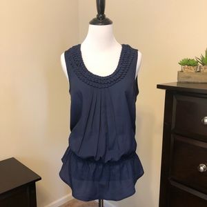 Dark Blue Cinched Waist Top Size S